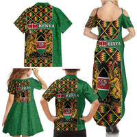 Kenya Family Matching Summer Maxi Dress and Hawaiian Shirt Coat Of Arms Kente Pattern - Wonder Print Shop