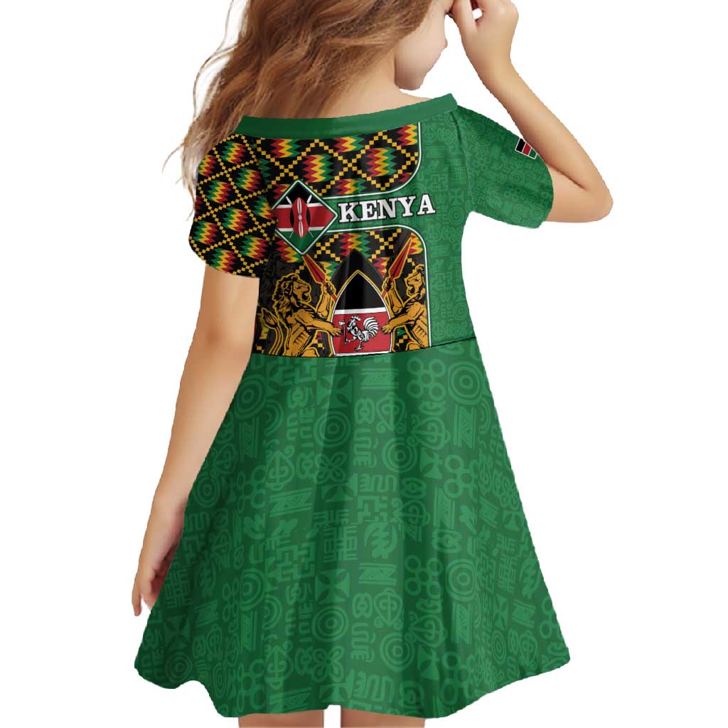 Kenya Family Matching Tank Maxi Dress and Hawaiian Shirt Coat Of Arms Kente Pattern - Wonder Print Shop