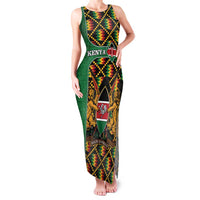 Kenya Family Matching Tank Maxi Dress and Hawaiian Shirt Coat Of Arms Kente Pattern - Wonder Print Shop