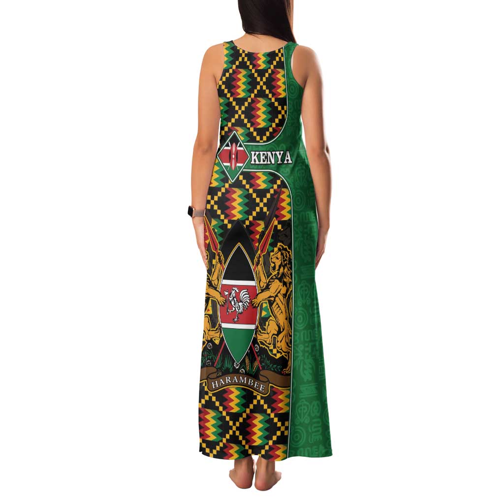 Kenya Family Matching Tank Maxi Dress and Hawaiian Shirt Coat Of Arms Kente Pattern - Wonder Print Shop