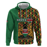 Kenya Hoodie Coat Of Arms Kente Pattern - Wonder Print Shop