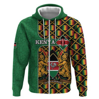 Kenya Hoodie Coat Of Arms Kente Pattern - Wonder Print Shop