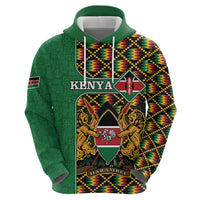 Kenya Hoodie Coat Of Arms Kente Pattern - Wonder Print Shop
