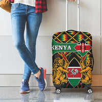 Kenya Luggage Cover Coat Of Arms Kente Pattern - Wonder Print Shop