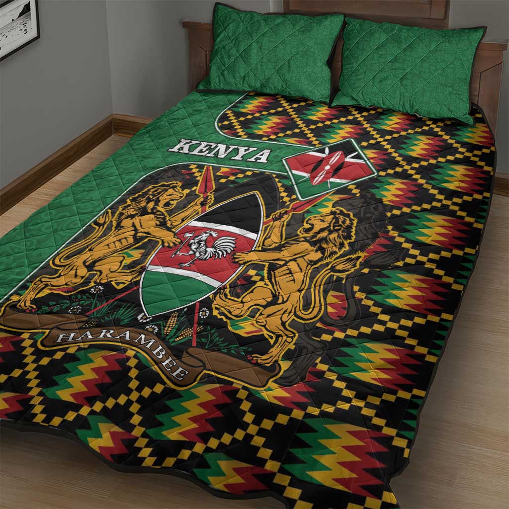Kenya Quilt Bed Set Coat Of Arms Kente Pattern - Wonder Print Shop