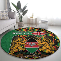 Kenya Round Carpet Coat Of Arms Kente Pattern