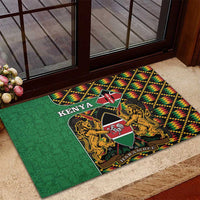 Kenya Rubber Doormat Coat Of Arms Kente Pattern - Wonder Print Shop