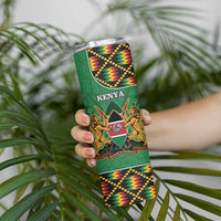 Kenya Skinny Tumbler Coat Of Arms Kente Pattern - Wonder Print Shop