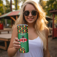 Kenya Skinny Tumbler Coat Of Arms Kente Pattern - Wonder Print Shop