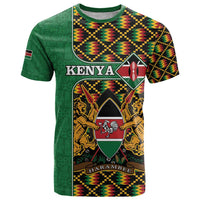 Kenya T Shirt Coat Of Arms Kente Pattern - Wonder Print Shop