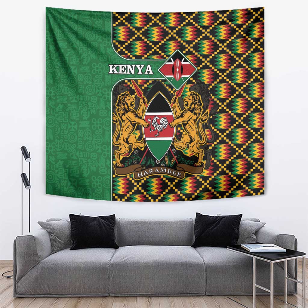 Kenya Tapestry Coat Of Arms Kente Pattern - Wonder Print Shop