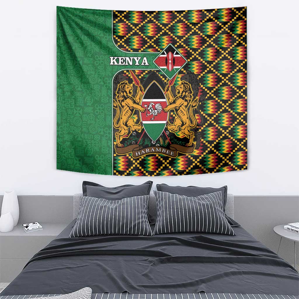 Kenya Tapestry Coat Of Arms Kente Pattern - Wonder Print Shop
