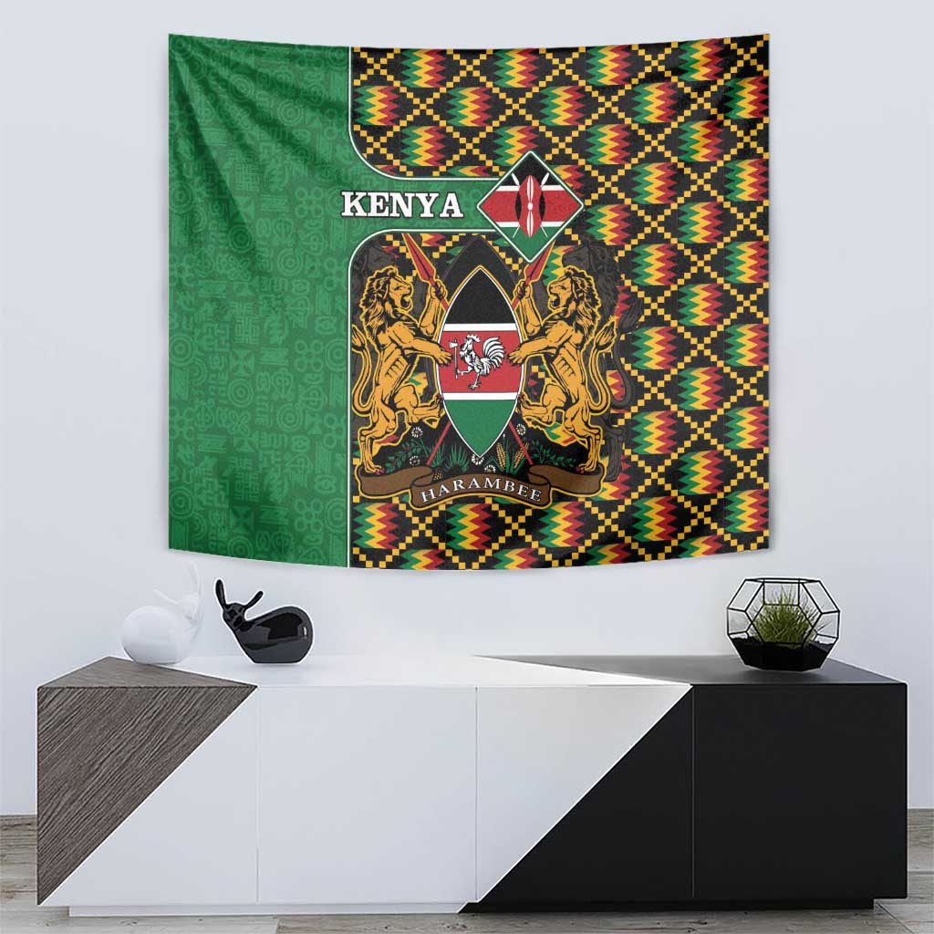 Kenya Tapestry Coat Of Arms Kente Pattern - Wonder Print Shop