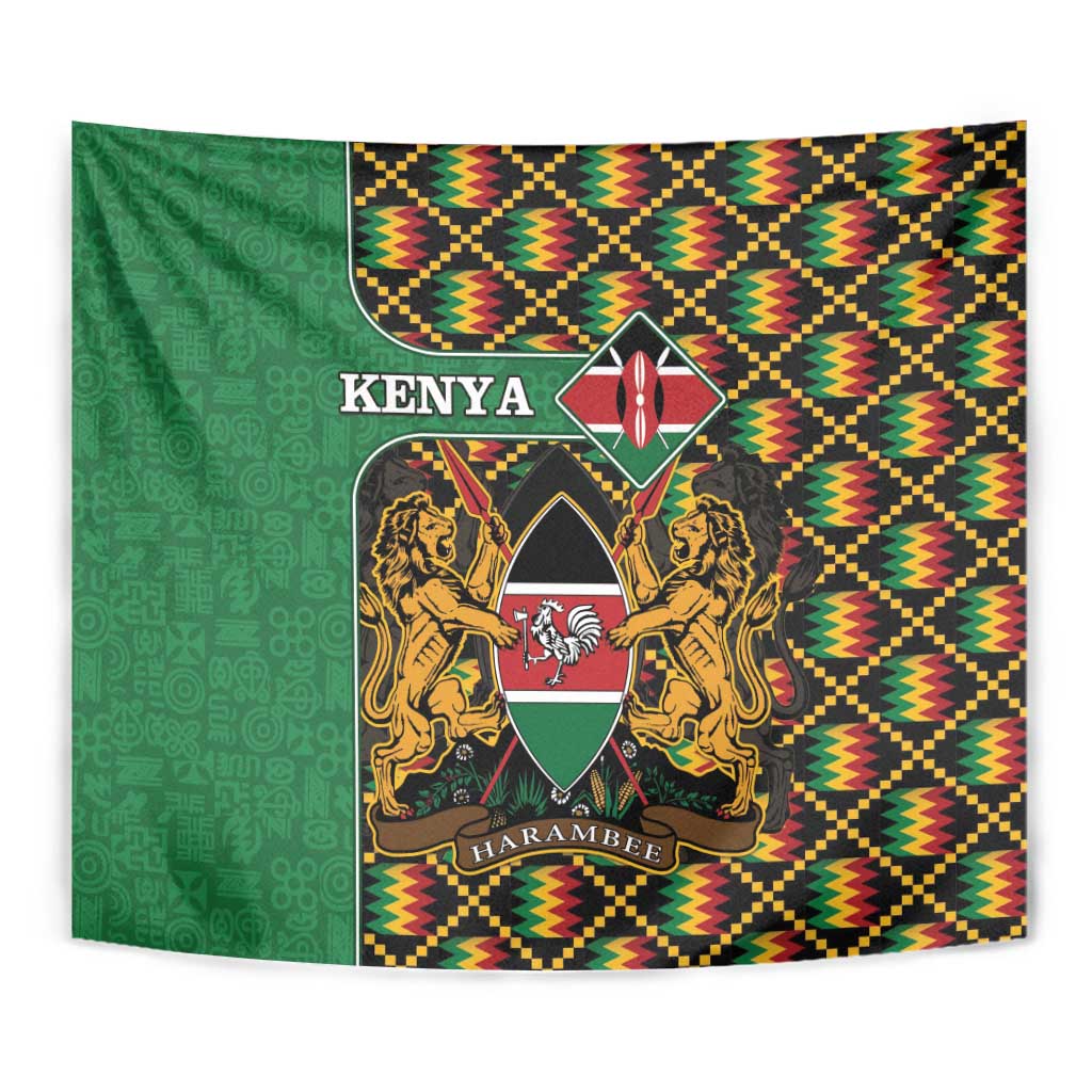 Kenya Tapestry Coat Of Arms Kente Pattern - Wonder Print Shop