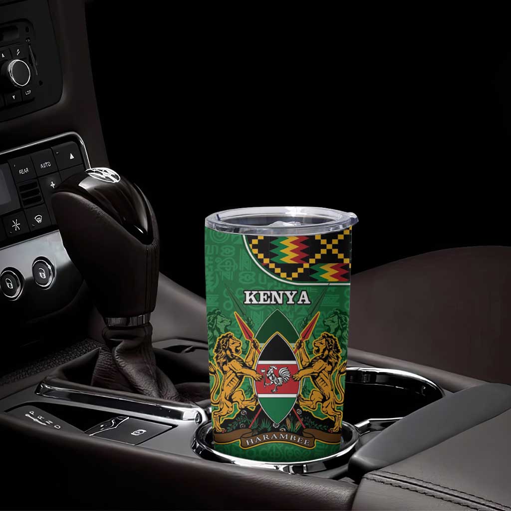 Kenya Tumbler Cup Coat Of Arms Kente Pattern - Wonder Print Shop