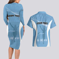 Personalized Botswana Athletics Couples Matching Long Sleeve Bodycon Dress and Hawaiian Shirt Go Champions Go - Wonder Print Shop