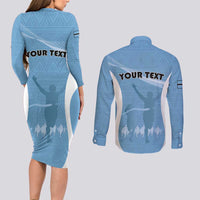 Personalized Botswana Athletics Couples Matching Long Sleeve Bodycon Dress and Long Sleeve Button Shirt Go Champions Go - Wonder Print Shop