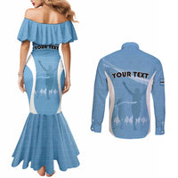 Personalized Botswana Athletics Couples Matching Mermaid Dress and Long Sleeve Button Shirt Go Champions Go - Wonder Print Shop