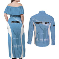 Personalized Botswana Athletics Couples Matching Off Shoulder Maxi Dress and Long Sleeve Button Shirt Go Champions Go - Wonder Print Shop