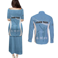 Personalized Botswana Athletics Couples Matching Puletasi and Long Sleeve Button Shirt Go Champions Go - Wonder Print Shop