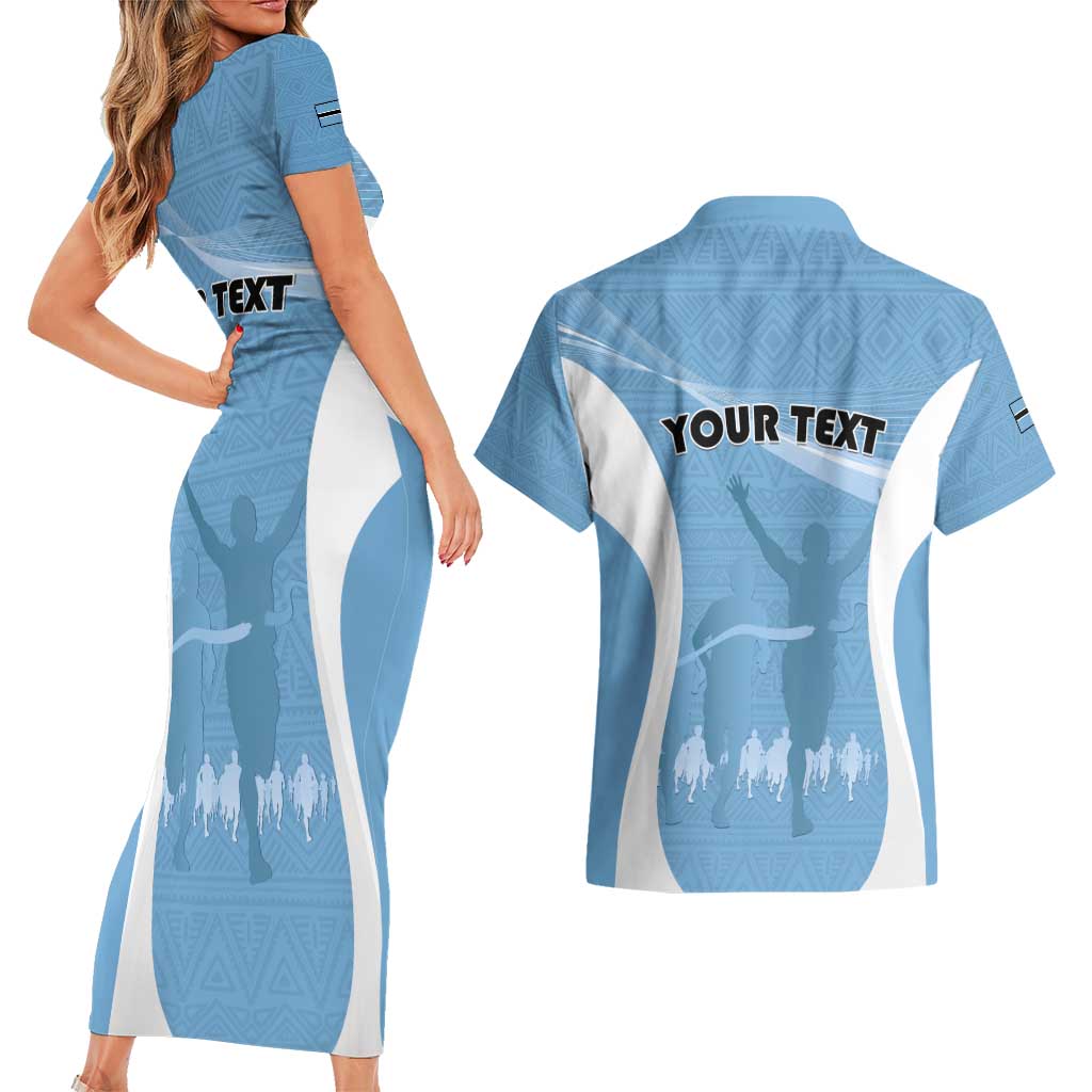 Personalized Botswana Athletics Couples Matching Short Sleeve Bodycon Dress and Hawaiian Shirt Go Champions Go - Wonder Print Shop