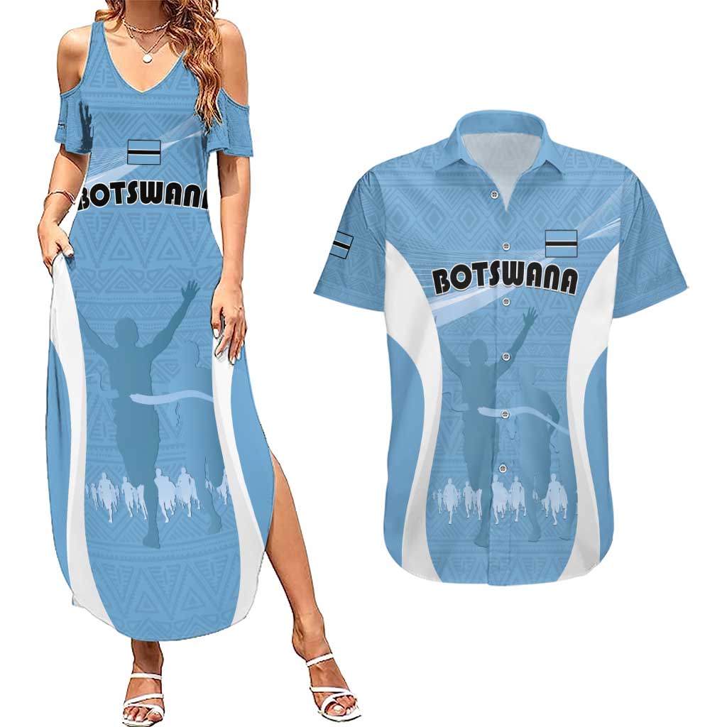 Personalized Botswana Athletics Couples Matching Summer Maxi Dress and Hawaiian Shirt Go Champions Go - Wonder Print Shop
