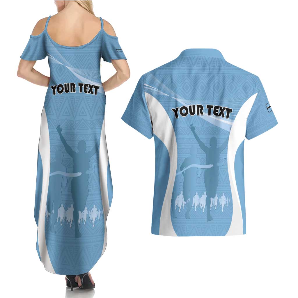 Personalized Botswana Athletics Couples Matching Summer Maxi Dress and Hawaiian Shirt Go Champions Go - Wonder Print Shop