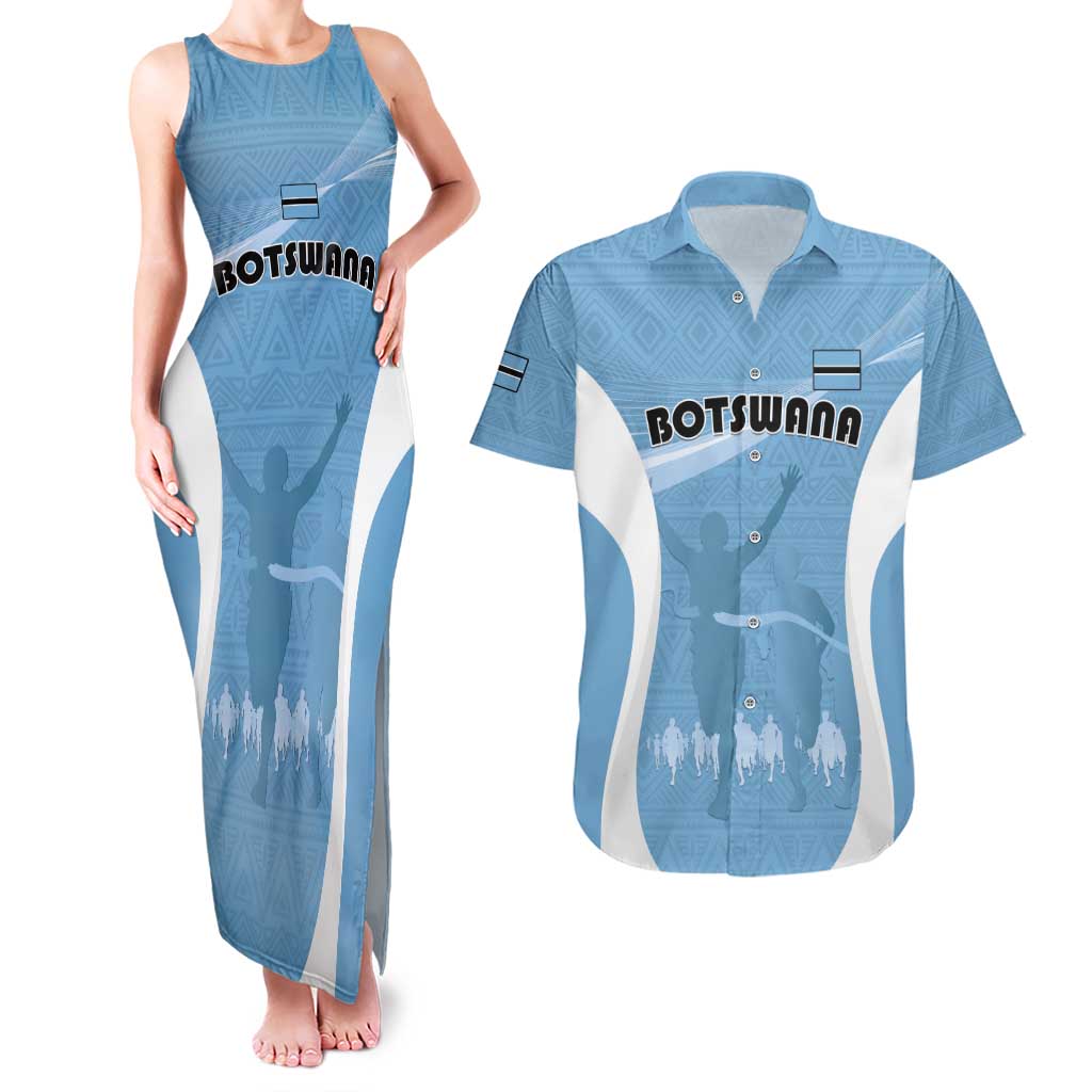 Personalized Botswana Athletics Couples Matching Tank Maxi Dress and Hawaiian Shirt Go Champions Go - Wonder Print Shop