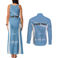Personalized Botswana Athletics Couples Matching Tank Maxi Dress and Long Sleeve Button Shirt Go Champions Go - Wonder Print Shop