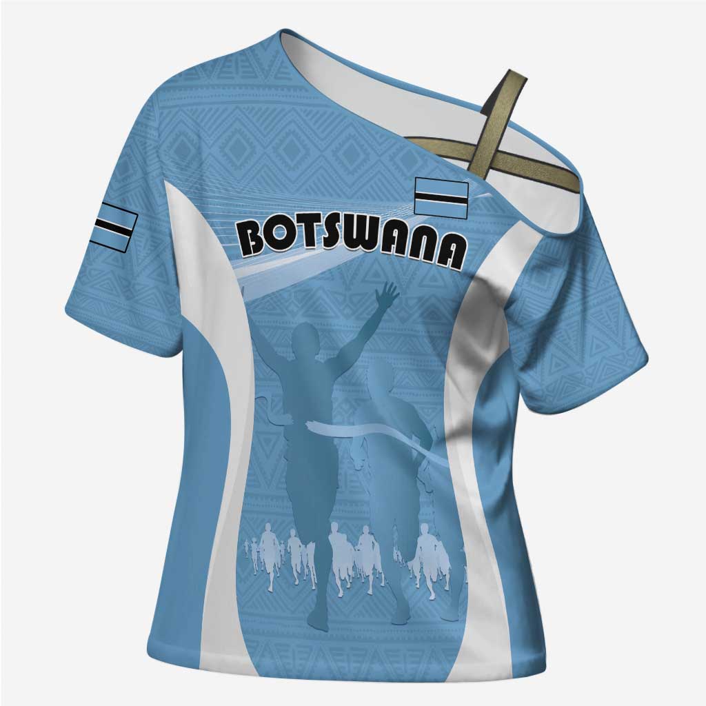 Personalized Botswana Athletics Cross Shoulder Shirt Go Champions Go - Wonder Print Shop