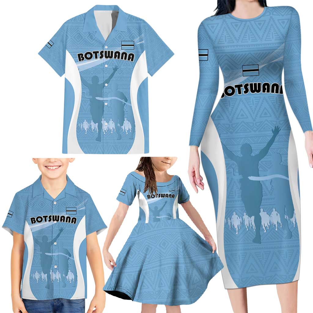 Personalized Botswana Athletics Family Matching Long Sleeve Bodycon Dress and Hawaiian Shirt Go Champions Go - Wonder Print Shop
