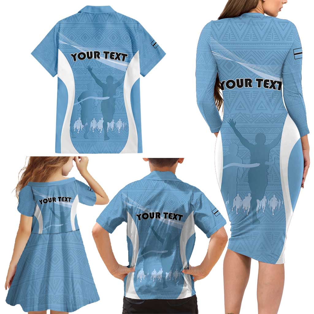 Personalized Botswana Athletics Family Matching Long Sleeve Bodycon Dress and Hawaiian Shirt Go Champions Go - Wonder Print Shop