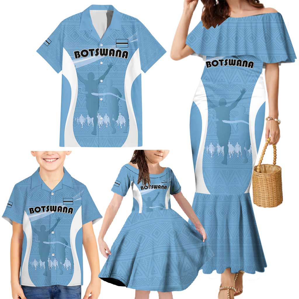Personalized Botswana Athletics Family Matching Mermaid Dress and Hawaiian Shirt Go Champions Go - Wonder Print Shop