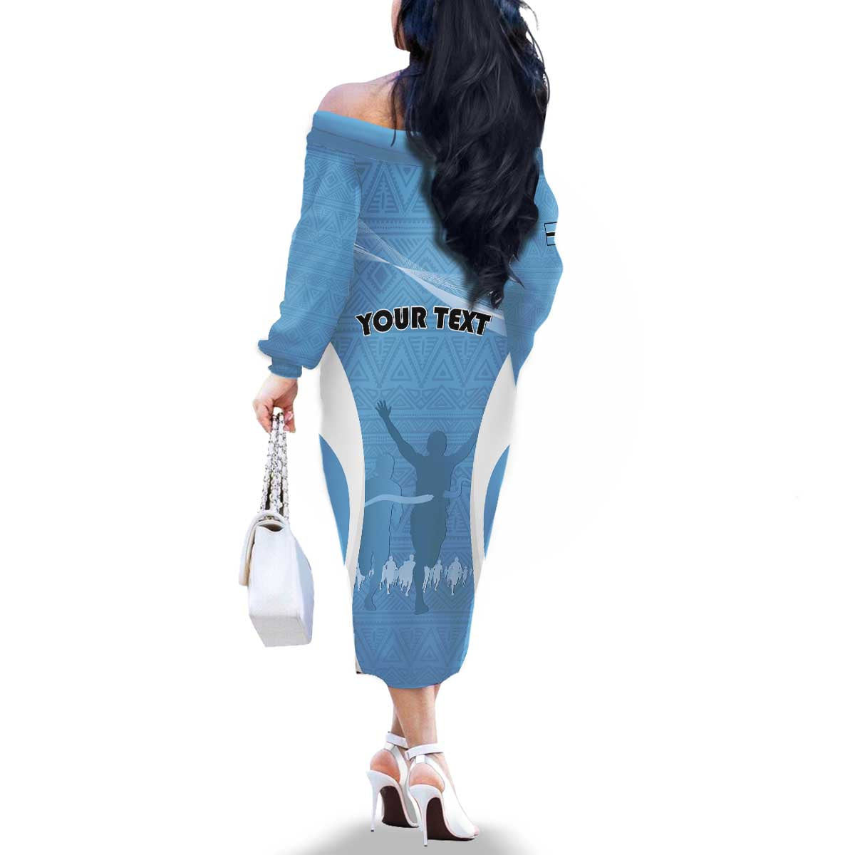 Personalized Botswana Athletics Family Matching Off The Shoulder Long Sleeve Dress and Hawaiian Shirt Go Champions Go - Wonder Print Shop