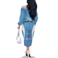 Personalized Botswana Athletics Family Matching Off The Shoulder Long Sleeve Dress and Hawaiian Shirt Go Champions Go - Wonder Print Shop