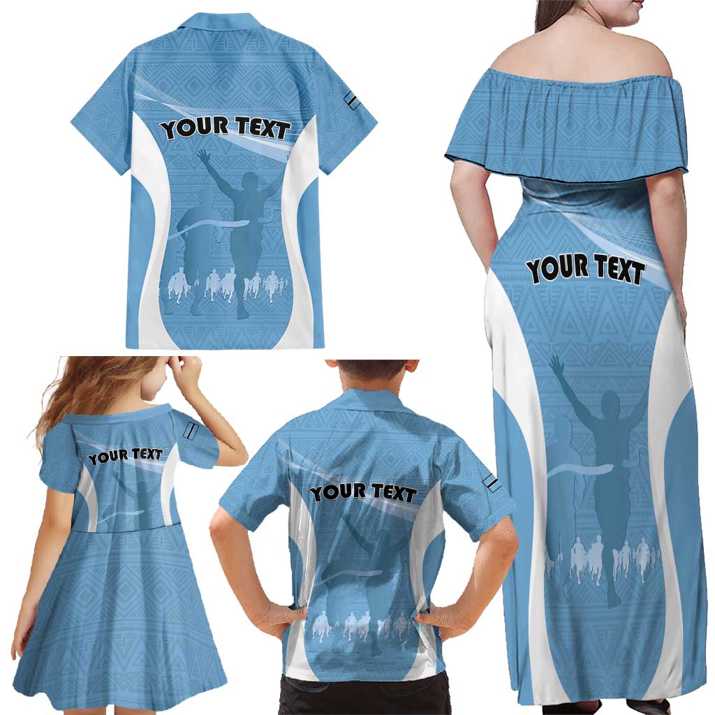 Personalized Botswana Athletics Family Matching Off Shoulder Maxi Dress and Hawaiian Shirt Go Champions Go - Wonder Print Shop
