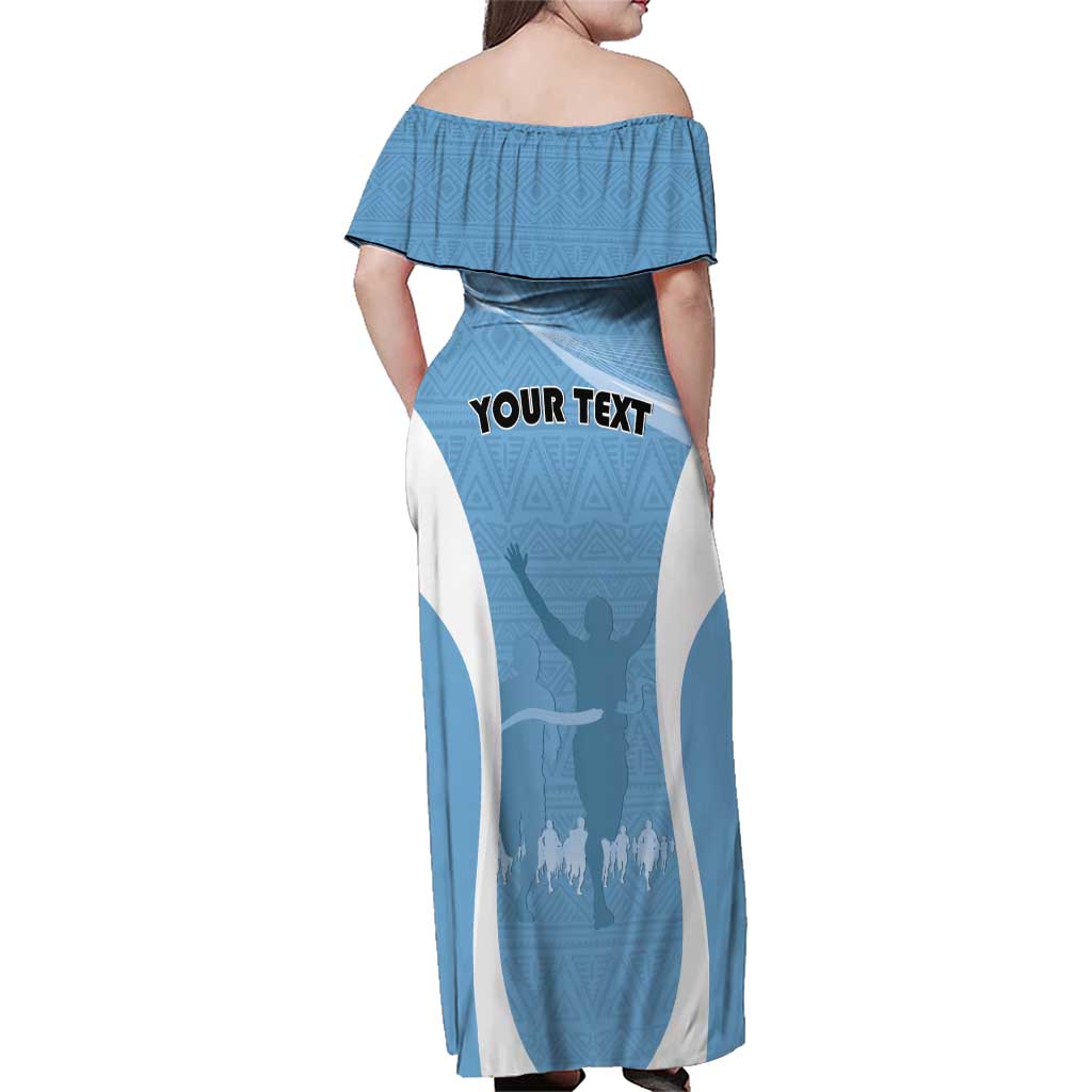 Personalized Botswana Athletics Family Matching Off Shoulder Maxi Dress and Hawaiian Shirt Go Champions Go - Wonder Print Shop