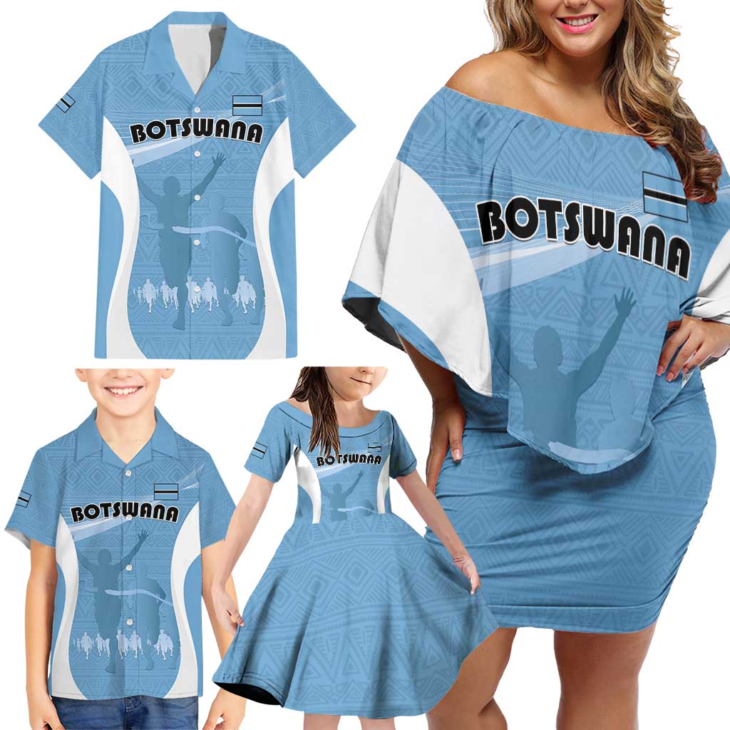 Personalized Botswana Athletics Family Matching Off Shoulder Short Dress and Hawaiian Shirt Go Champions Go - Wonder Print Shop