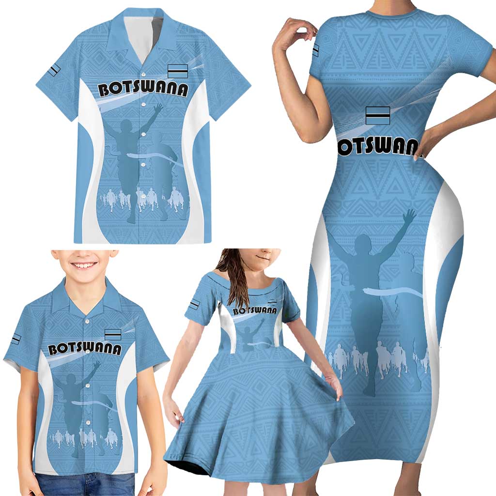 Personalized Botswana Athletics Family Matching Short Sleeve Bodycon Dress and Hawaiian Shirt Go Champions Go - Wonder Print Shop