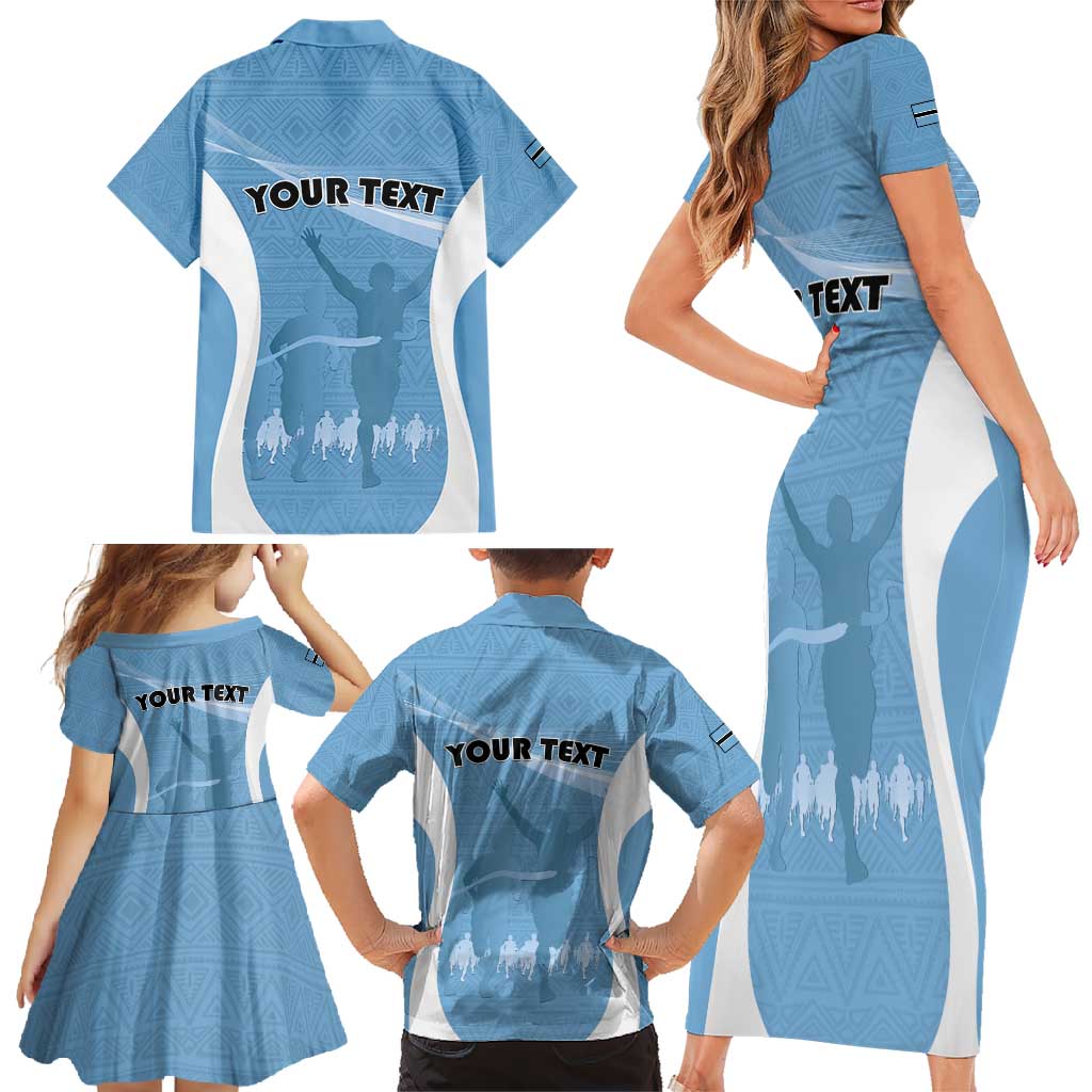 Personalized Botswana Athletics Family Matching Short Sleeve Bodycon Dress and Hawaiian Shirt Go Champions Go - Wonder Print Shop