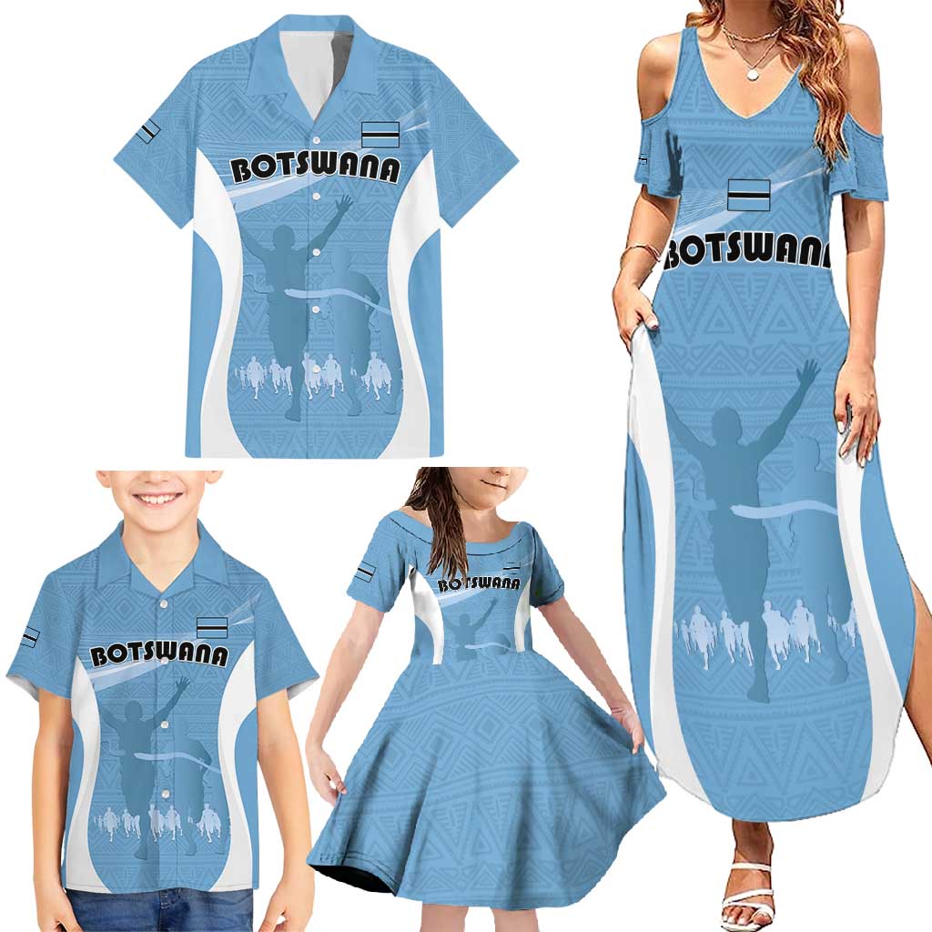Personalized Botswana Athletics Family Matching Summer Maxi Dress and Hawaiian Shirt Go Champions Go - Wonder Print Shop