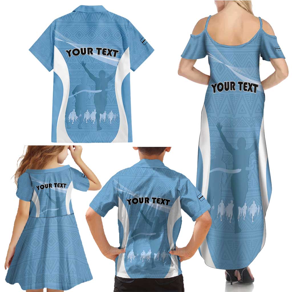 Personalized Botswana Athletics Family Matching Summer Maxi Dress and Hawaiian Shirt Go Champions Go - Wonder Print Shop
