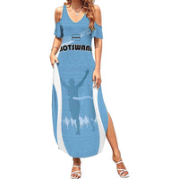 Personalized Botswana Athletics Family Matching Summer Maxi Dress and Hawaiian Shirt Go Champions Go - Wonder Print Shop