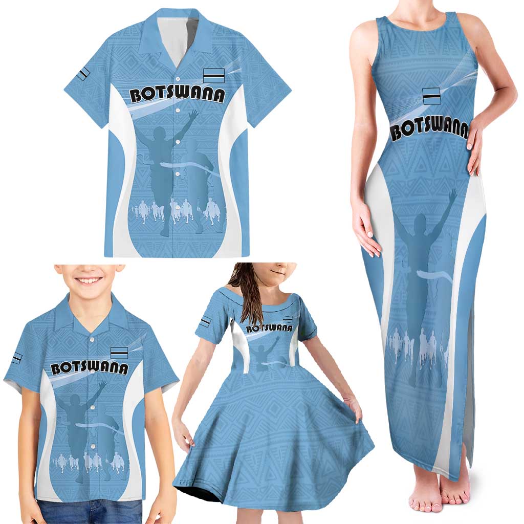 Personalized Botswana Athletics Family Matching Tank Maxi Dress and Hawaiian Shirt Go Champions Go - Wonder Print Shop
