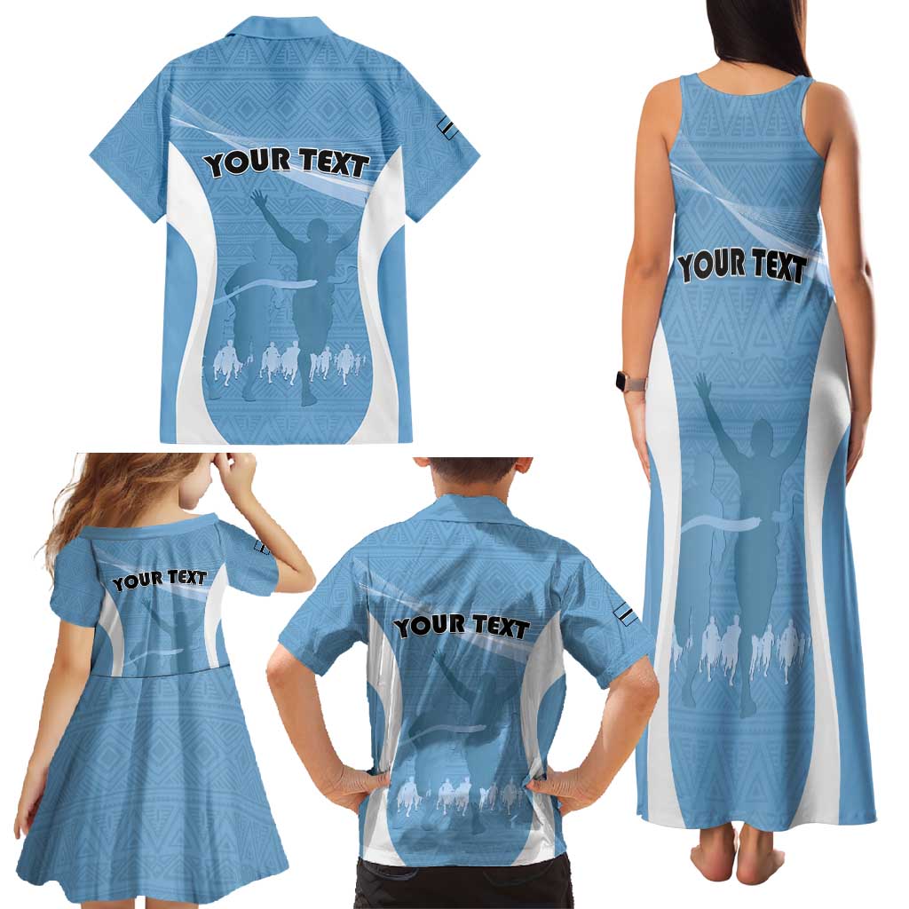 Personalized Botswana Athletics Family Matching Tank Maxi Dress and Hawaiian Shirt Go Champions Go - Wonder Print Shop