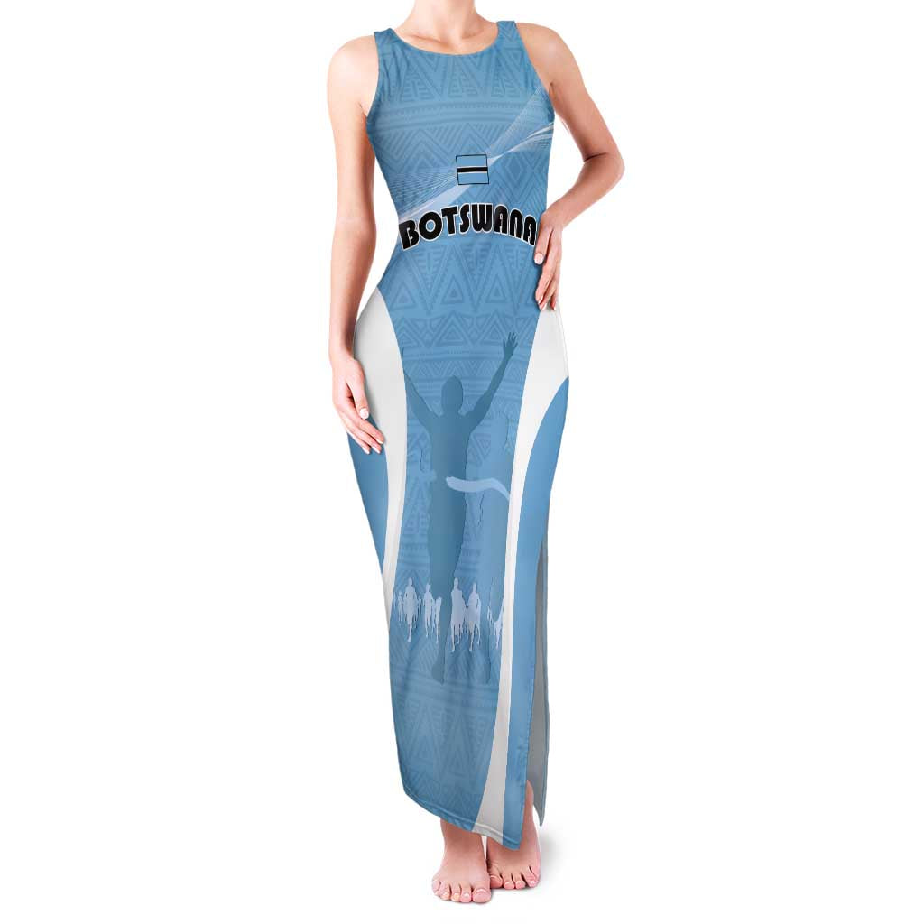 Personalized Botswana Athletics Family Matching Tank Maxi Dress and Hawaiian Shirt Go Champions Go - Wonder Print Shop