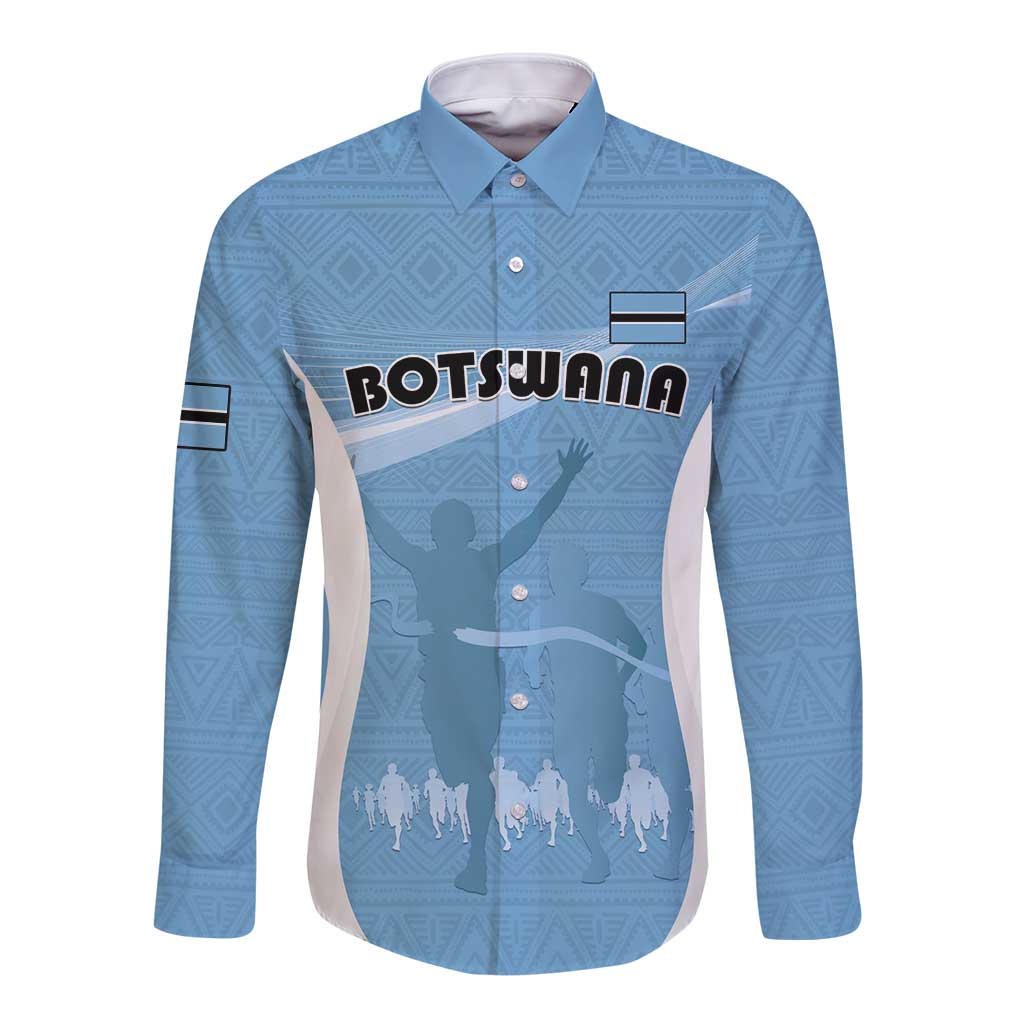 Personalized Botswana Athletics Long Sleeve Button Shirt Go Champions Go - Wonder Print Shop