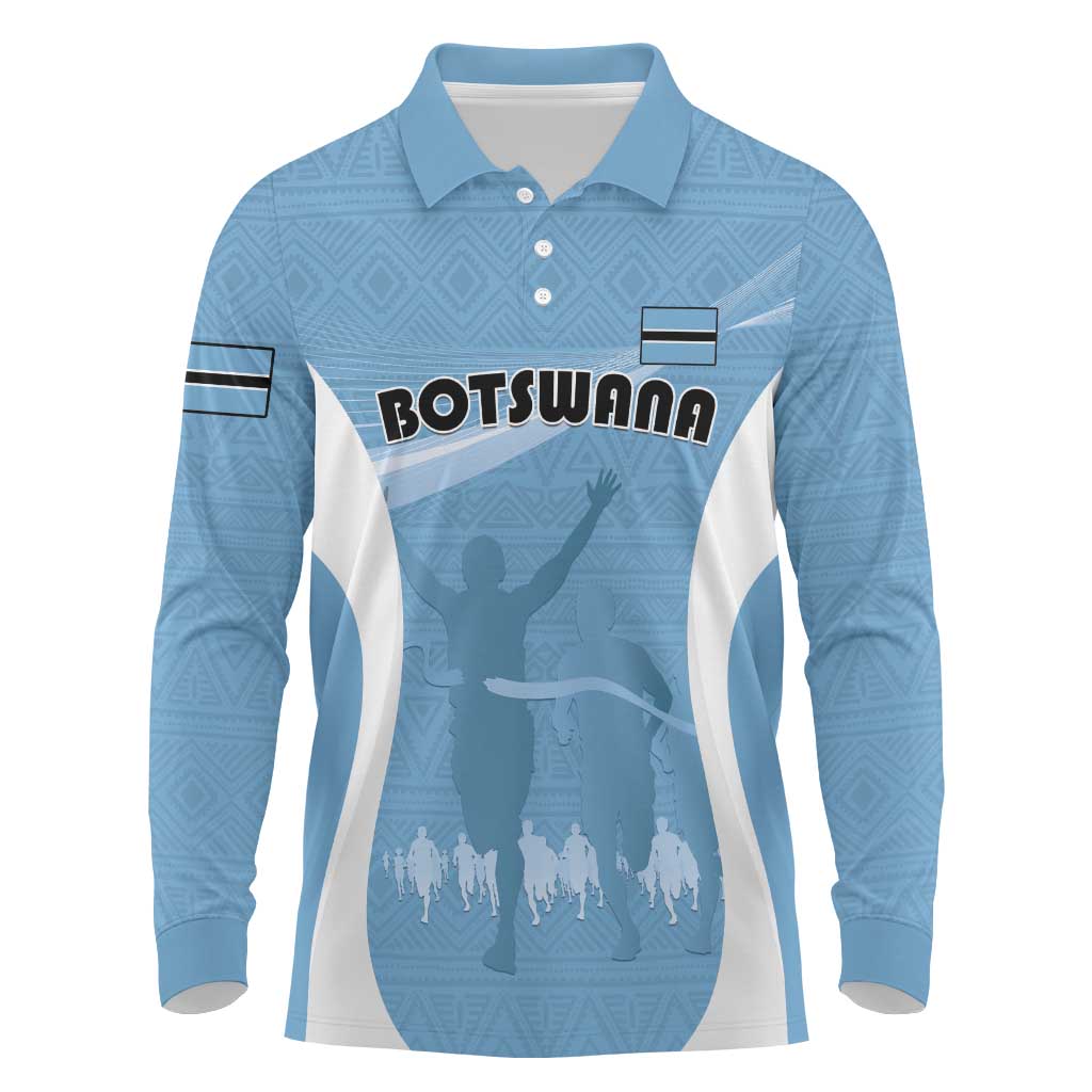 Personalized Botswana Athletics Long Sleeve Polo Shirt Go Champions Go - Wonder Print Shop