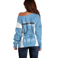 Personalized Botswana Athletics Off Shoulder Sweater Go Champions Go - Wonder Print Shop