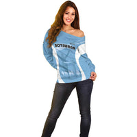 Personalized Botswana Athletics Off Shoulder Sweater Go Champions Go - Wonder Print Shop